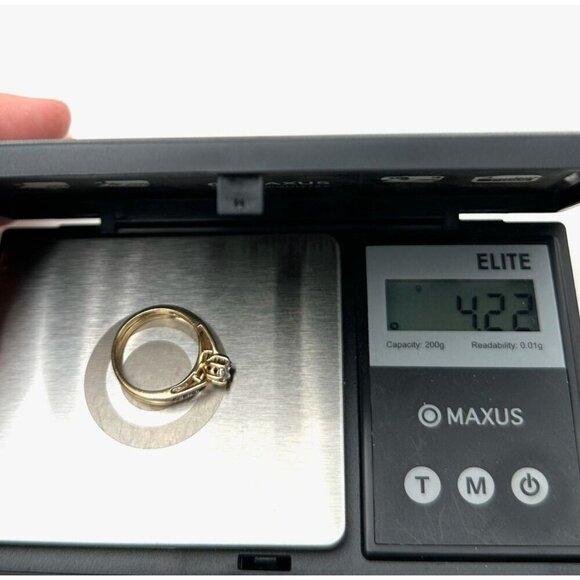 10K Yellow Gold Diamond Ring & Band Set Soldered Size 6.75, 4.2 Grams - Picture 5 of 5